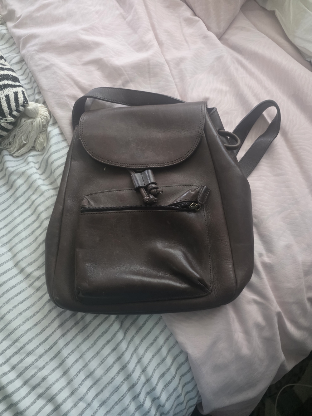 Eddie Bauer Dark Brown Leather Backpack